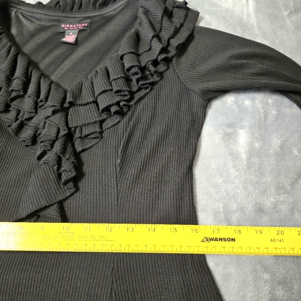 Signature by Robbie Bee Black Victorian‎ Ruffle Midi A Line Dress Womens Size M - Picture 7 of 11